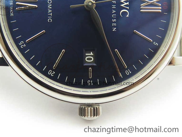 MIROTIME 1218 Portofino IW356501 SS V3 MK 1:1 Best Edition Blue Dial On SS Mesh Bracelet MIYOTA Timeless 7194